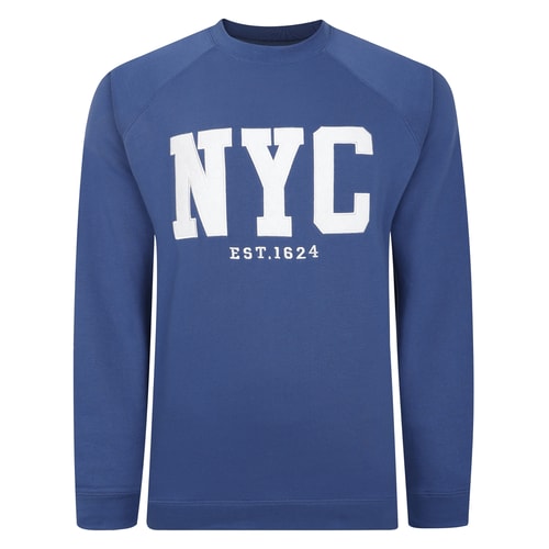 Bigdude Embroidered Crew Neck Jumper Deep Blue