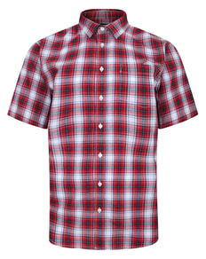 Bigdude Cutaway Collar Checked Shirt Red/Royal Blue Tall