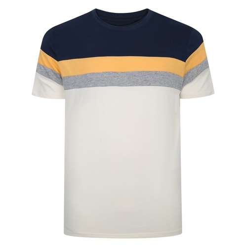 Bigdude Striped Colour Block T-Shirt Navy Tall