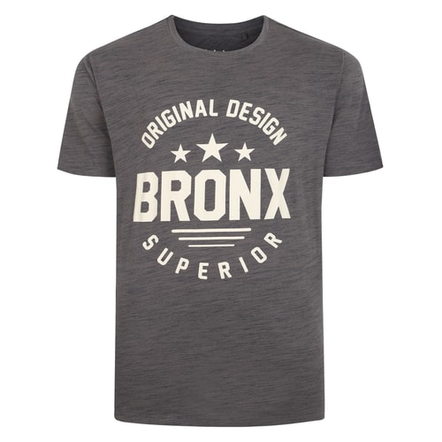 Bigdude Space Dye Bronx Print T-Shirt Charcoal Tall