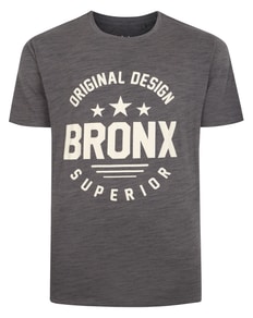 Bigdude Space Dye Bronx Print T-Shirt Charcoal Tall