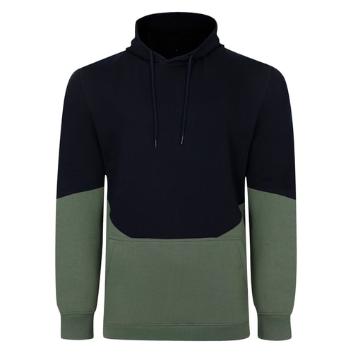 Bigdude Block Panel Hoody Navy/Sage Green Tall