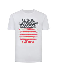 Bigdude USA Print T-Shirt White Tall