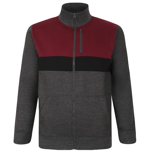 Bigdude Full Zip Colour Block Jacket Charcoal