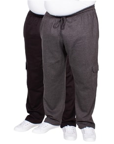 Bigdude Straight Leg Cargo Joggers Twin Pack Charcoal/Black