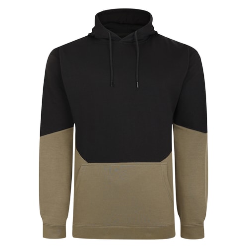 Bigdude Block Panel Hoody Black/Khaki Tall