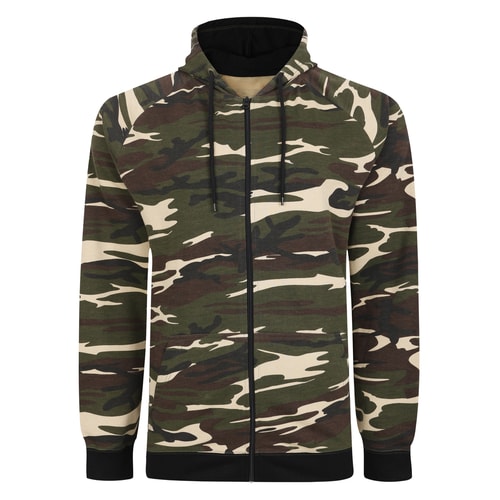 Bigdude Raglan Camo Full Zip Hoody Khaki