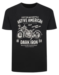 Bigdude Motorcycle Print T-Shirt Black