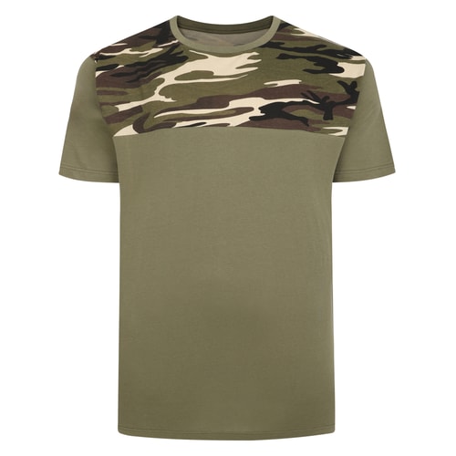 Bigdude Camo Cut & Sew T-Shirt Khaki