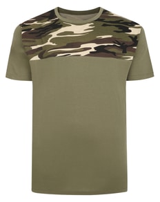 Bigdude Camo Cut & Sew T-Shirt Khaki