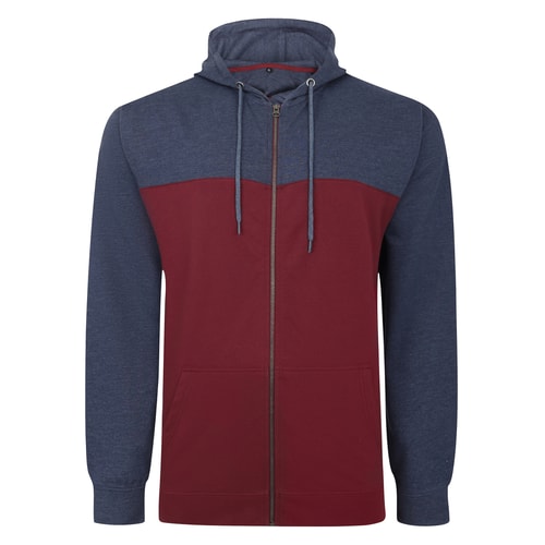 Bigdude Color Block Zipped Hoody Burgundy/Navy Tall | BigDude