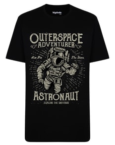 Bigdude Astronaut Print T-Shirt Black Tall