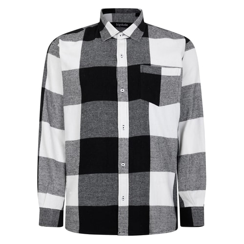 Bigdude Checked Flannel Long Sleeve Shirt Black/White