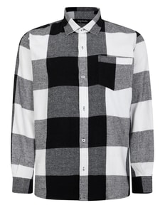 Bigdude Checked Flannel Long Sleeve Shirt Black/White