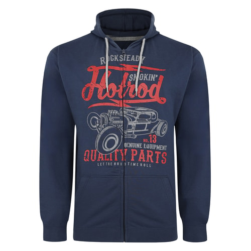 Bigdude Hotrod Print Hoody Navy