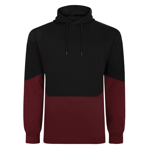 Bigdude Block Panel Hoody Black/Burgundy