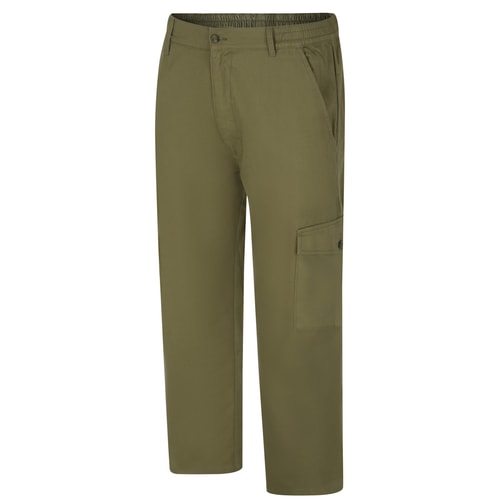 Bigdude Elasticated Waist Cargo Trousers Dark Khaki