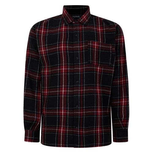 Bigdude Checked Flannel Long Sleeve Shirt Burgundy/Black