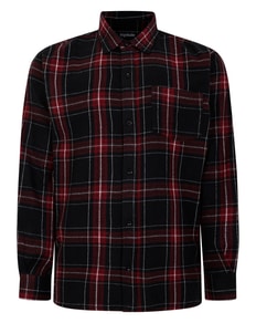 Bigdude Checked Flannel Long Sleeve Shirt Burgundy/Black