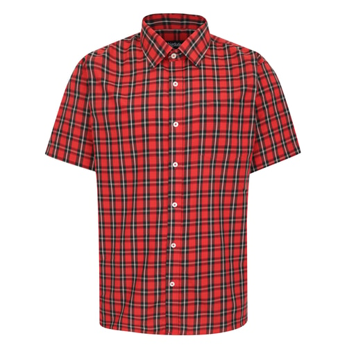 Bigdude Checked Poplin Short Sleeve Shirt Pepper Red/Black