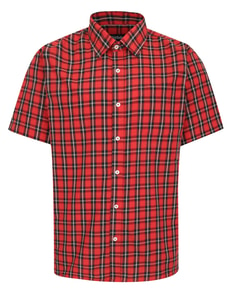 Bigdude Checked Poplin Short Sleeve Shirt Pepper Red/Black