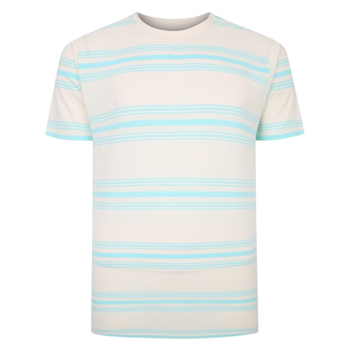 Bigdude Pure Cotton Striped T-Shirt Cream Tall