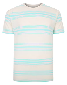 Bigdude Pure Cotton Striped T-Shirt Cream Tall