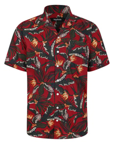 Bigdude Tropical Trees Viscose Relaxed Collar Shirt Pepper Red Tall