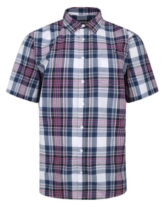 Bigdude Cutaway Collar Checked Shirt Purple/Navy