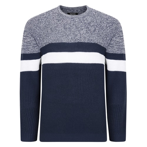 Bigdude Colour Block Knitted Jumper Tall Navy