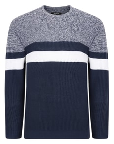 Bigdude Colour Block Knitted Jumper Tall Navy