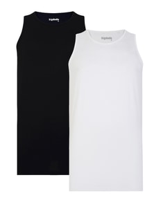 Bigdude Twin Pack Plain Vests Black/White