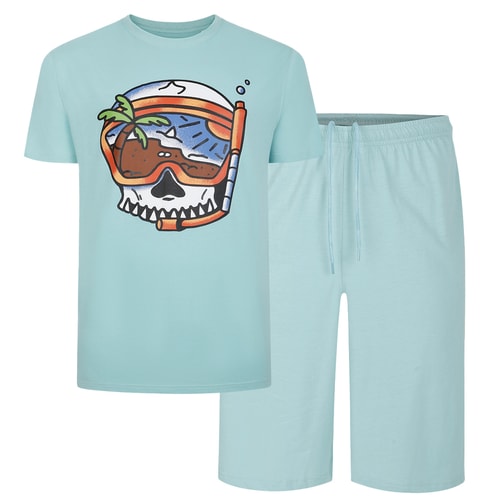 Bigdude Scuba Skull Print Pyjama Set Turquoise