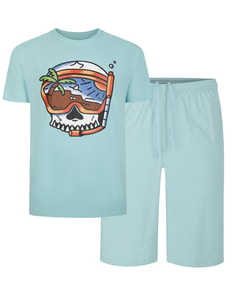 Bigdude Scuba Skull Print Pyjama Set Turquoise