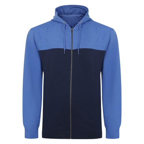 Bigdude Color Block Zipped Hoody Navy/Royal Blue Tall | BigDude