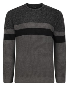 Bigdude Colour Block Knitted Jumper Charcoal Marl