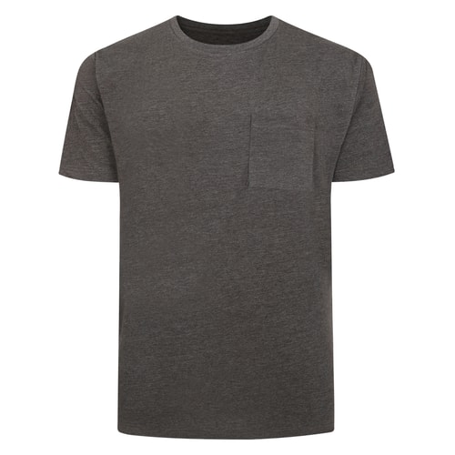 Bigdude Plain Crew Neck T-Shirt With Pocket Charcoal