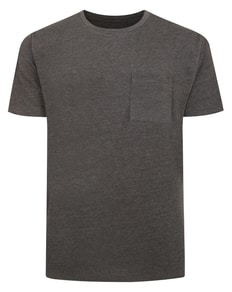 Bigdude Plain Crew Neck T-Shirt With Pocket Charcoal