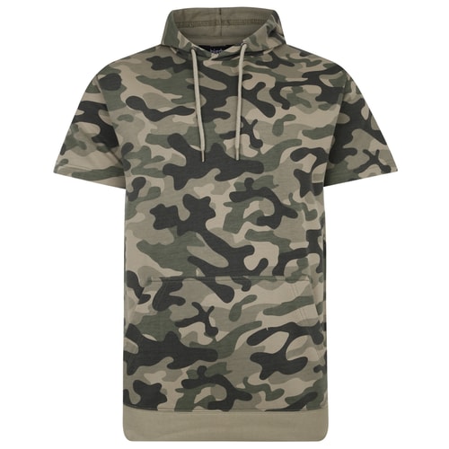 Bigdude Short Sleeve Camo Hoody Khaki