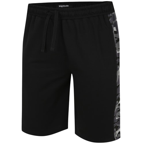 Bigdude Camo Side Panel Loopback Jogger Shorts Black