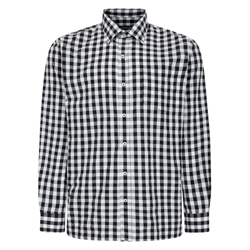 Bigdude Checked Poplin Long Sleeve Shirt Black/White Tall