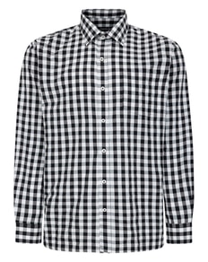 Bigdude Checked Poplin Long Sleeve Shirt Black/White Tall