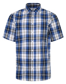 Bigdude Cutaway Collar Checked Shirt Royal Blue/White Tall