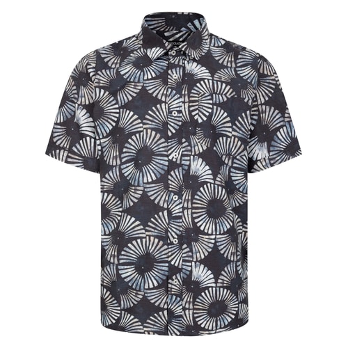 Bigdude Circles Allover Printed Short Sleeve Shirt Charcoal