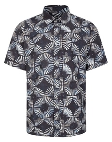 Bigdude Circles Allover Printed Short Sleeve Shirt Charcoal