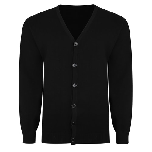 Bigdude Plain V-Neck Knitted Cardigan Black