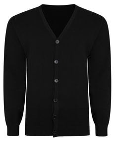 Bigdude Plain V-Neck Knitted Cardigan Black