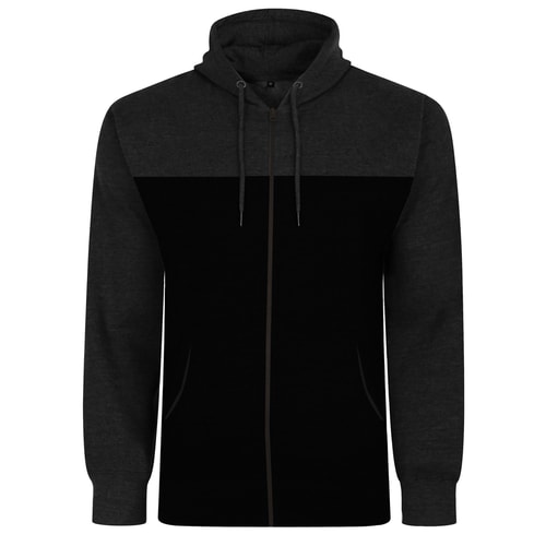 Bigdude Color Block Zipped Hoody Black/Charcoal Tall 