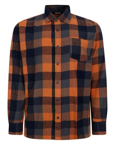 Bigdude Checked Flannel Long Sleeve Shirt Orange/Navy