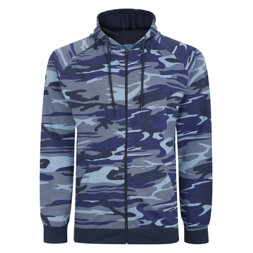 Bigdude Raglan Camo Full Zip Hoody Navy